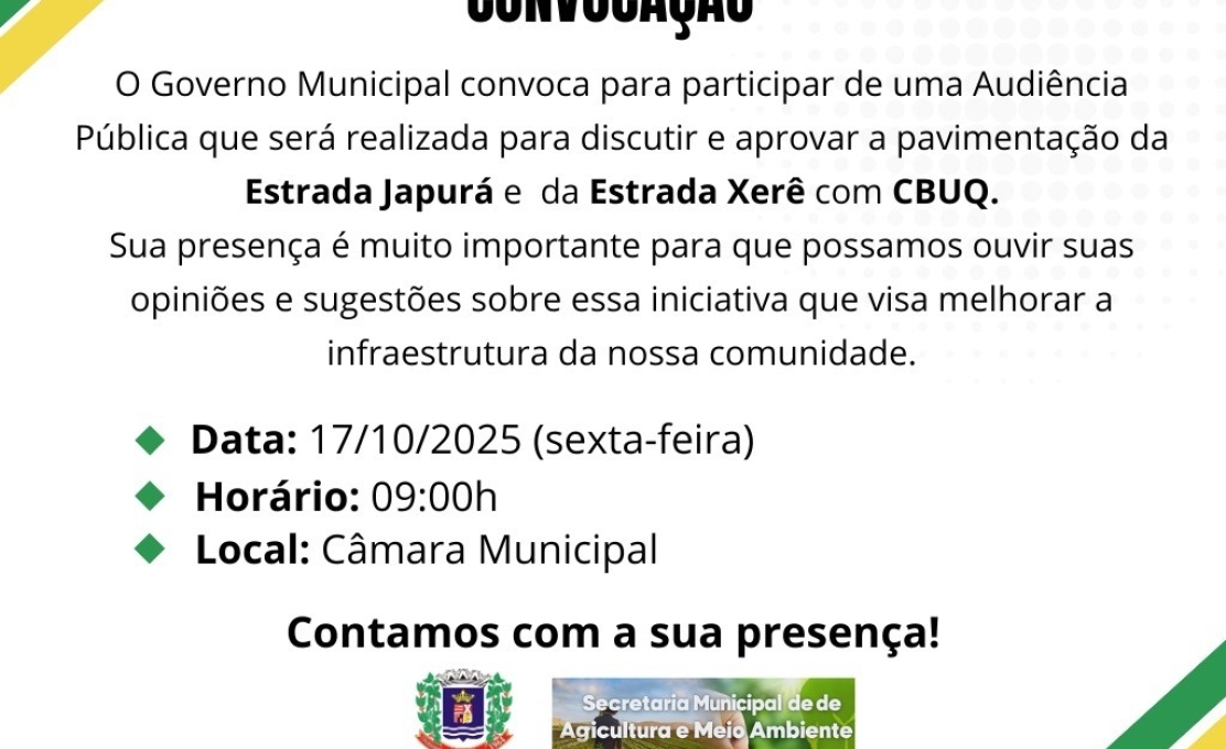  Convite aos Produtores Rurais da Estrada Japurá e Estrada Xerê